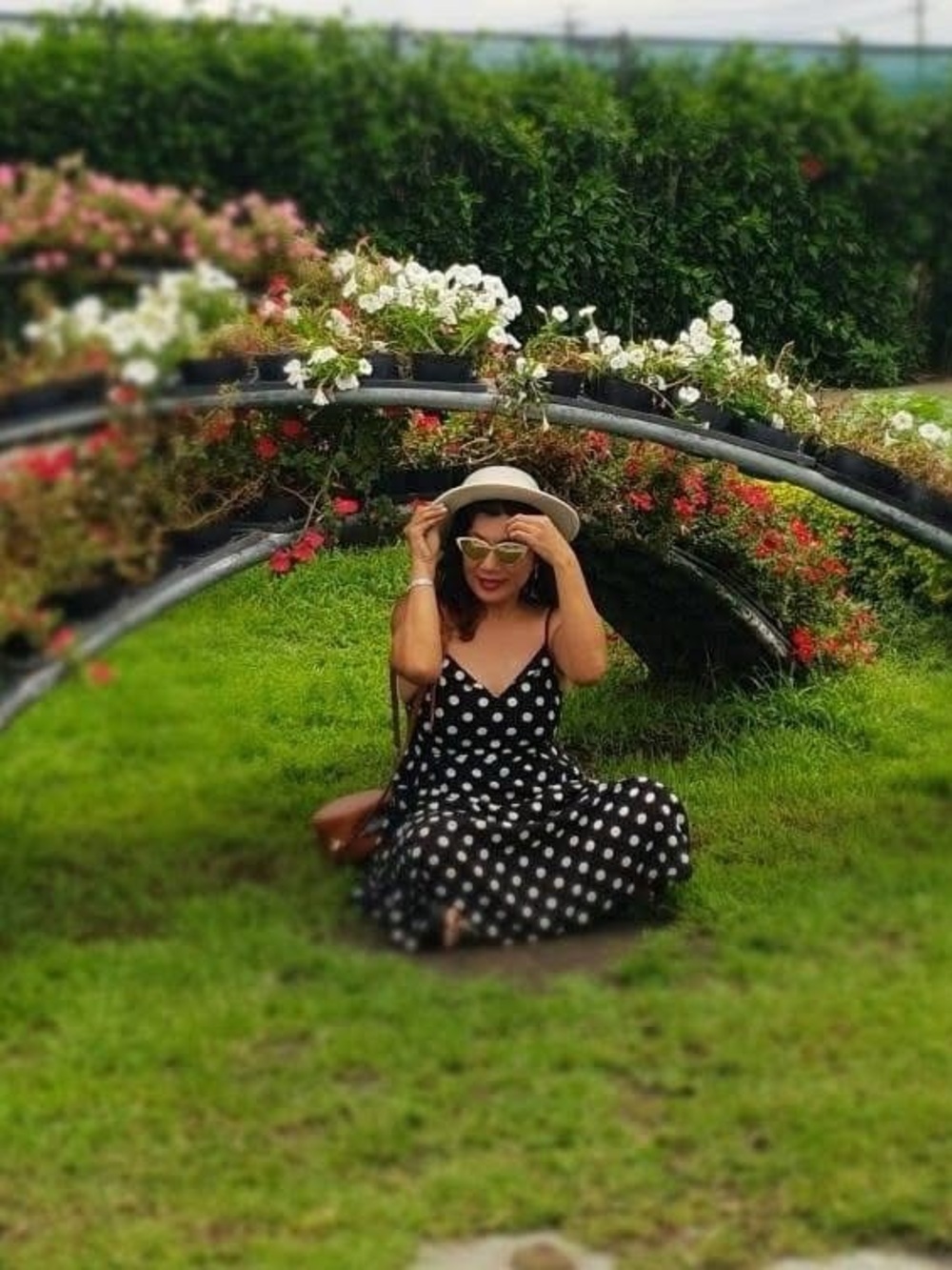 Black Polka Dot Slip Dress with White Spots